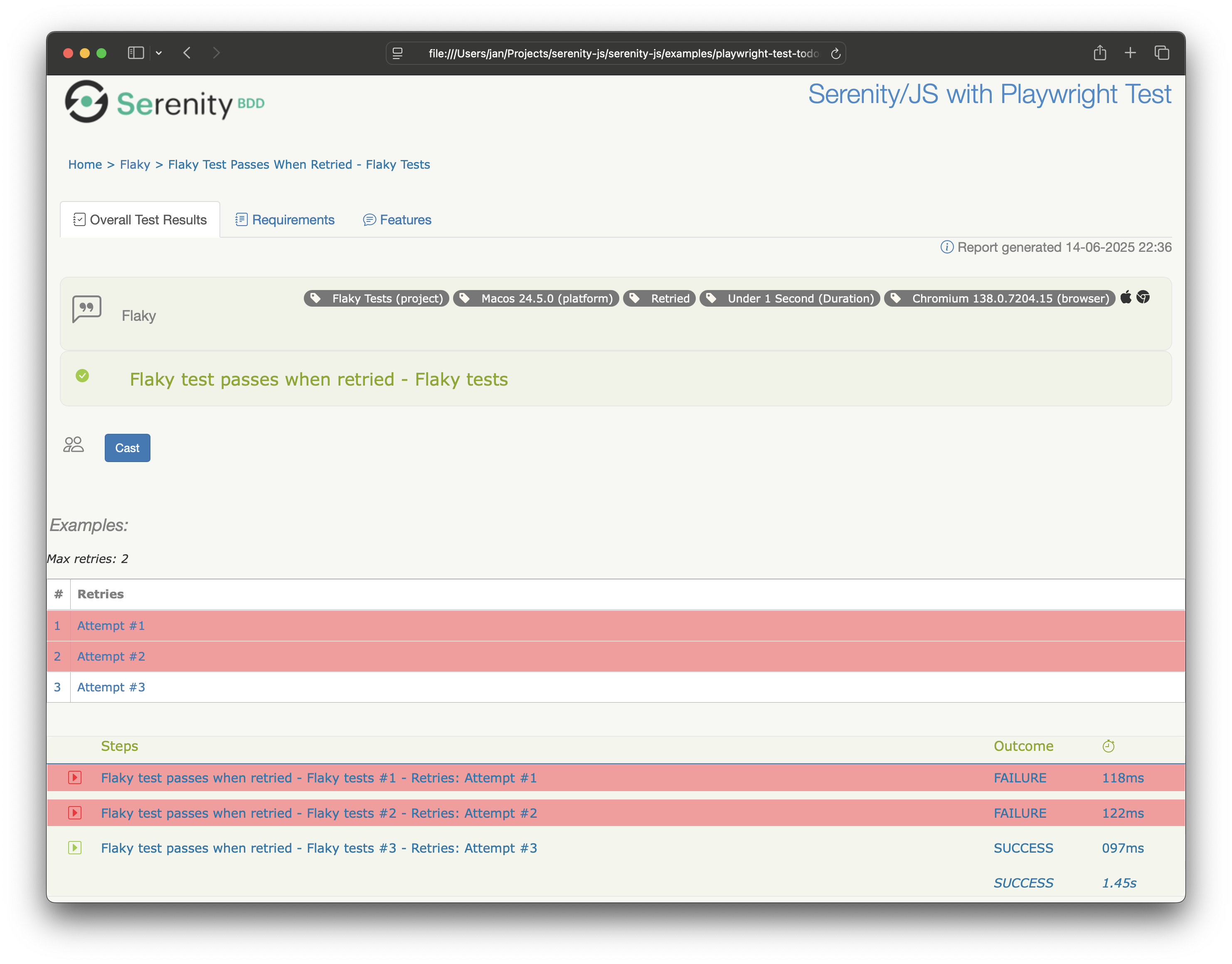 Project tags in scenario details
